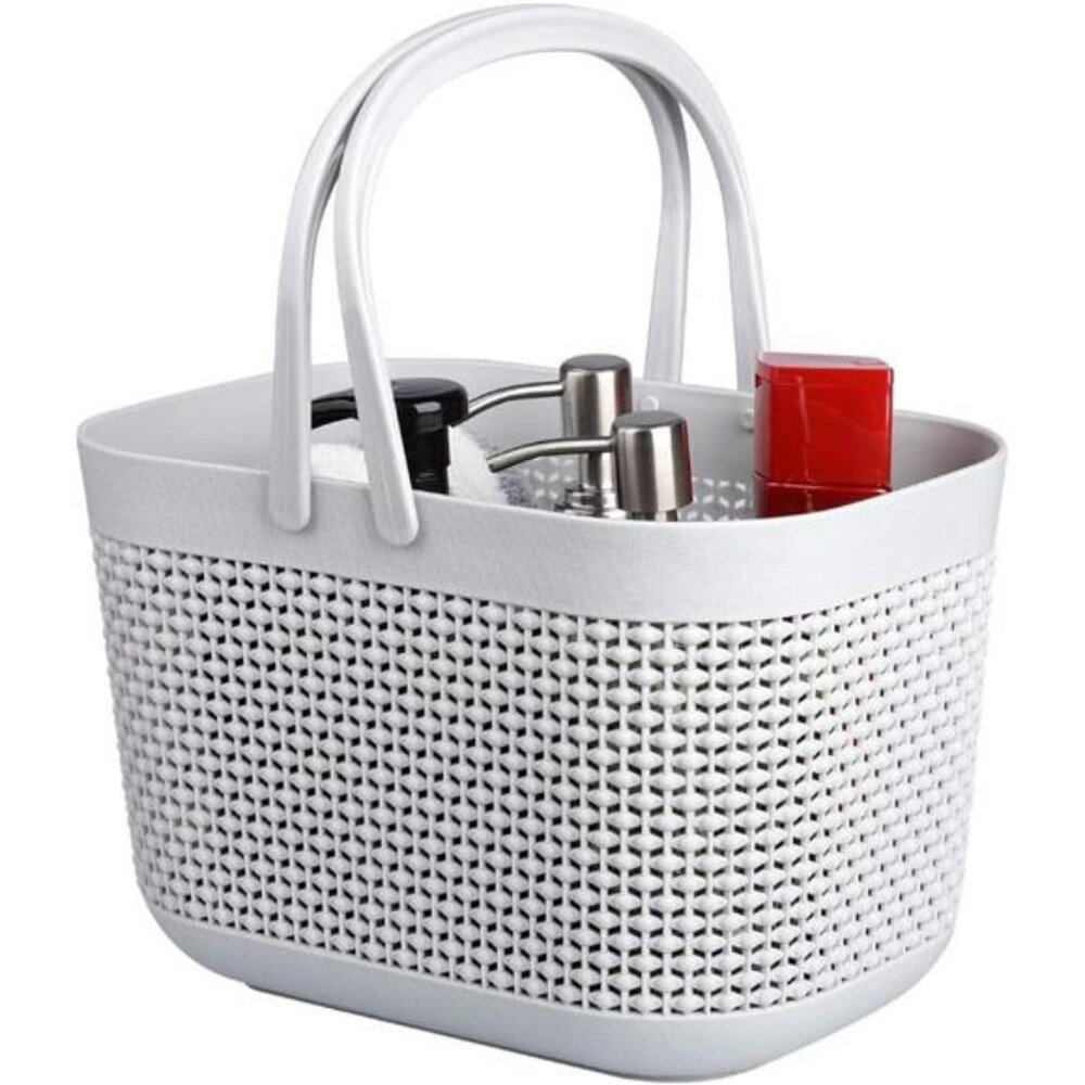 Plastic Organizer Storage Baskets with Handles, Shower Caddy Bins Organizer